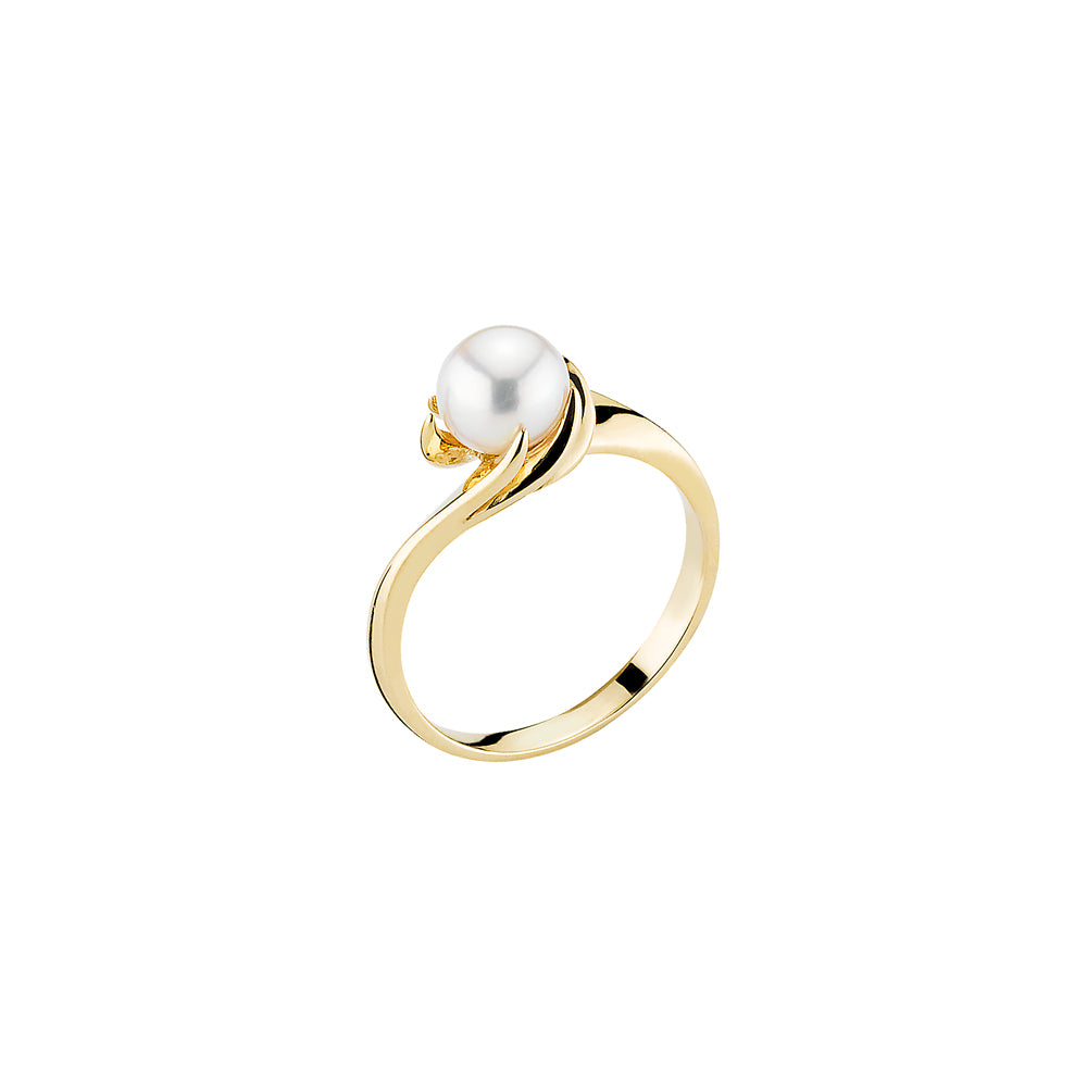 Lund Cph, ring with 7-7.5 mm pearl in 14 kt. gold (585)