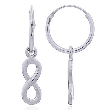 Hoop earrings with infinity charm in sterling silver (925)