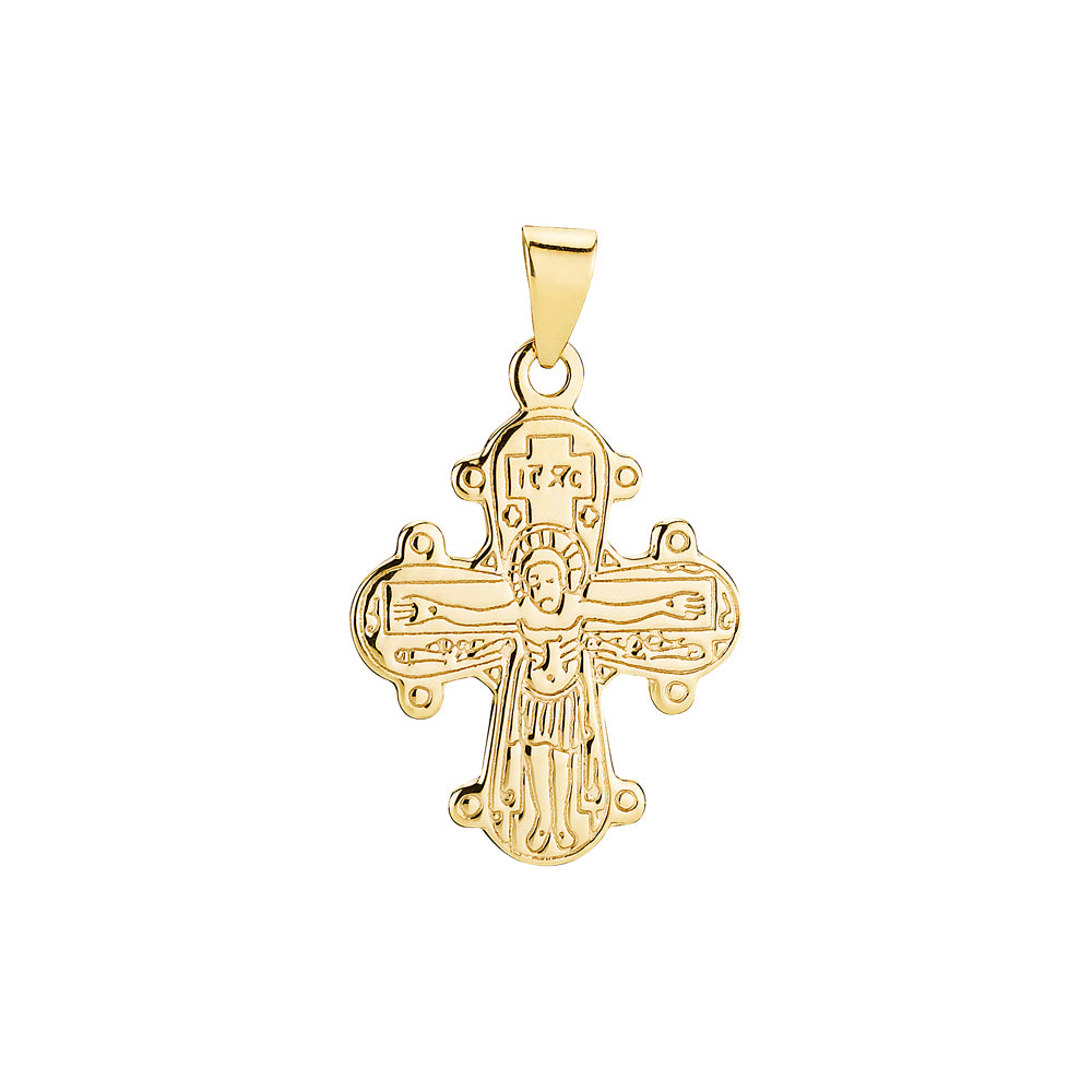 Lund Cph, Daymark cross with smooth back 16x13 mm pendant in 8 kt. gold (333)