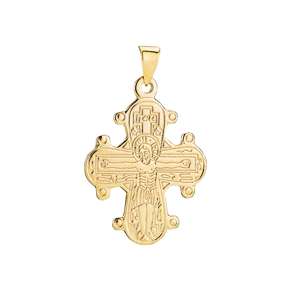 Lund Cph, Daymark cross with smooth back 20x17 mm pendant in 8 kt. gold (333)