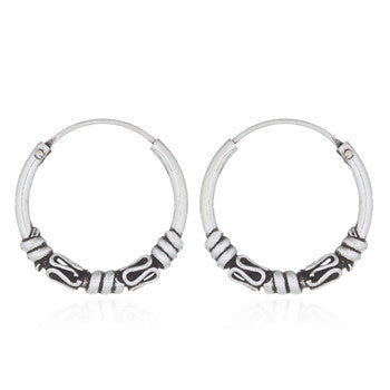 Creoles in 18 mm Bali style in sterling silver (925)