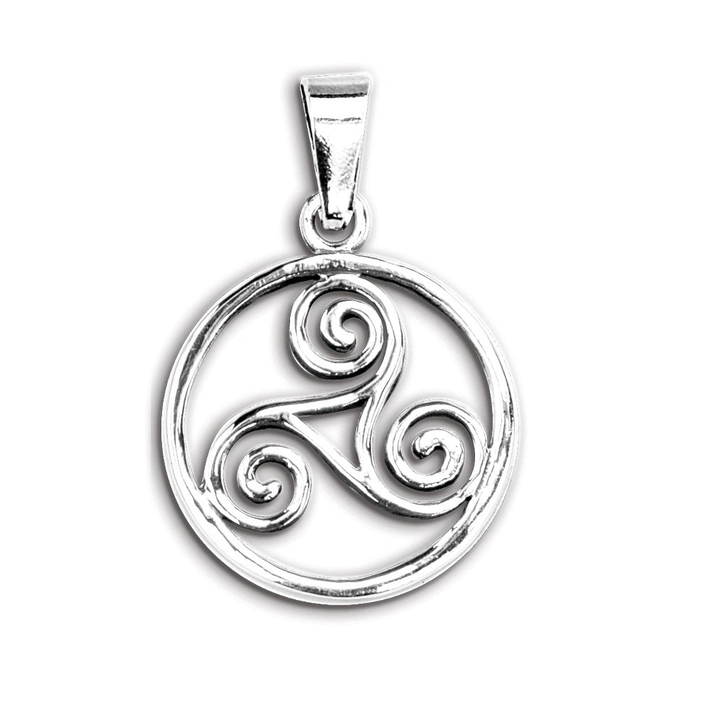 Celtic Triskele 21x30mm pendant with round frame (925)