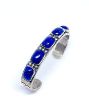 Load image into Gallery viewer, Fixed bangle with Lapis Lazuli oxidized sterling silver (925)
