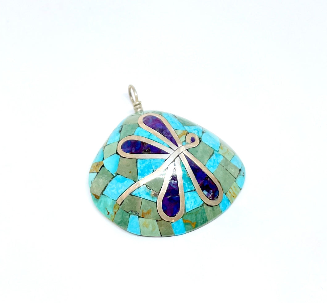 Kewa Veh. Clam shell with turquoise in sterling silver (925)