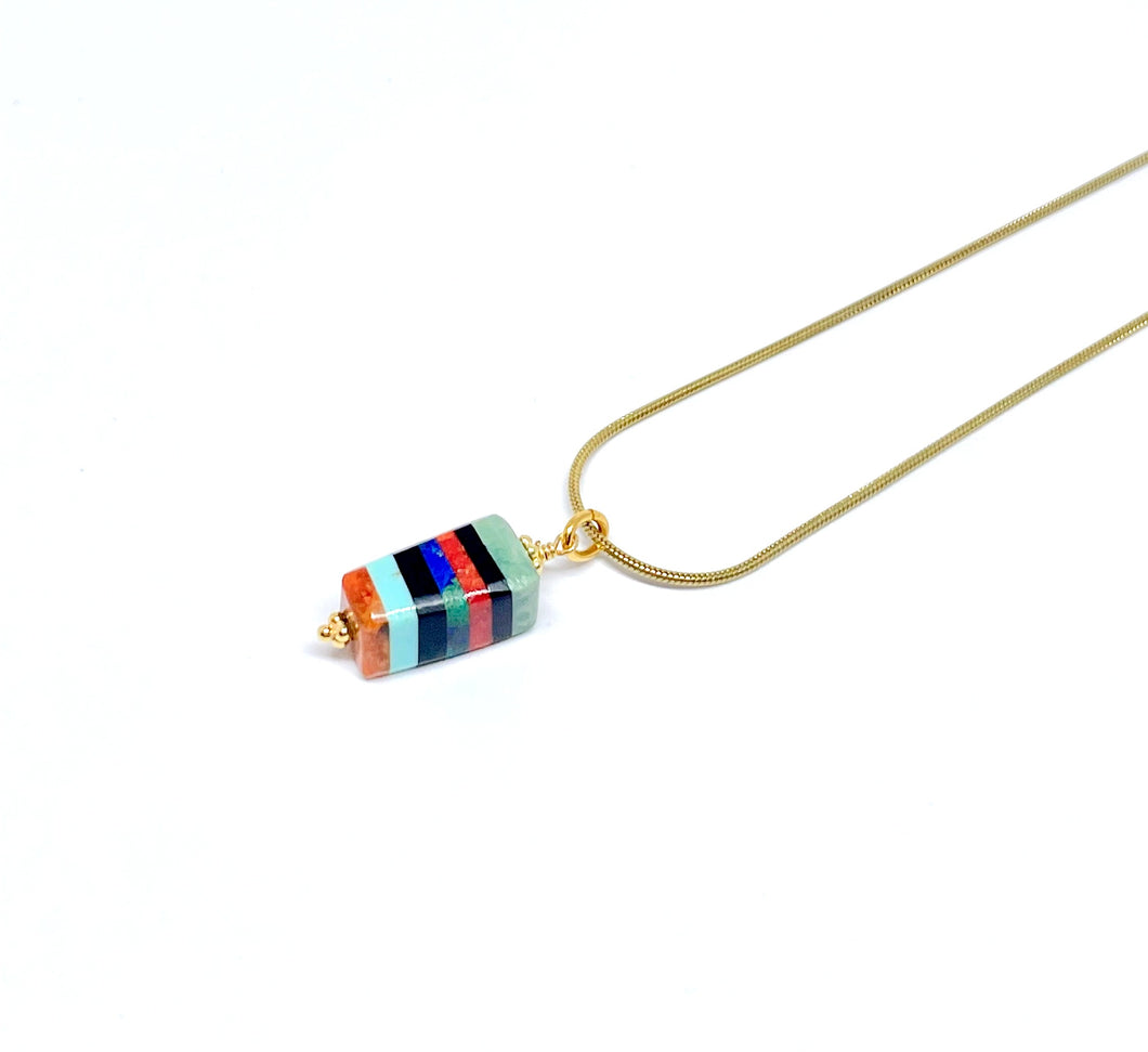 Pendant Slabs with inlay in gold-plated sterling silver (925)
