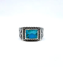 Load image into Gallery viewer, Ring with turquoise and eagles 10.3x7.9 mm in sterling silver (925)
