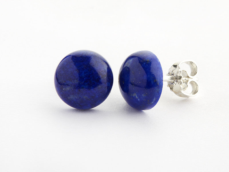 Stud earrings 10 mm lapis lazuli sterling silver (925)