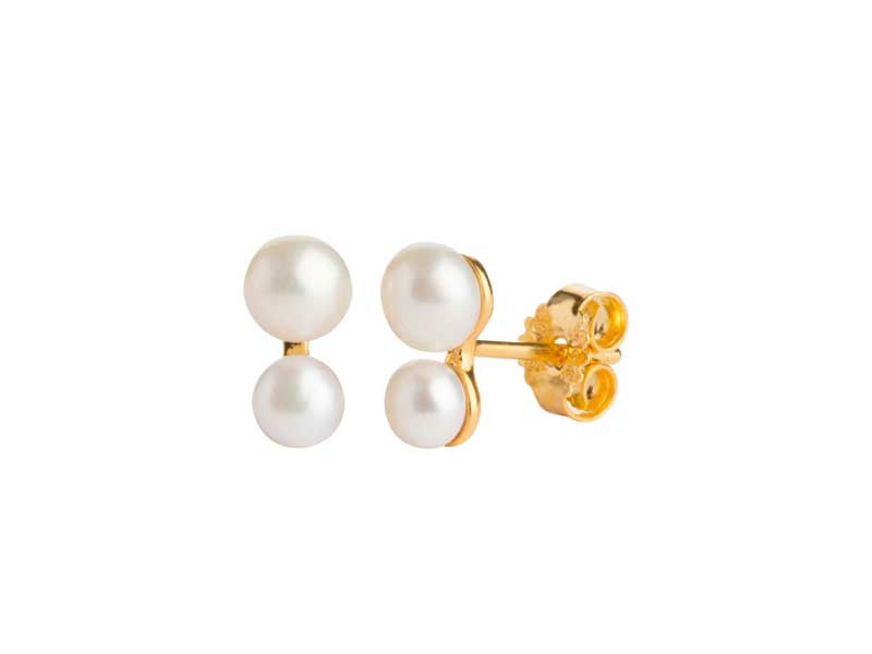 Lieblings, Earrings with 2 white freshwater pearls (925)
