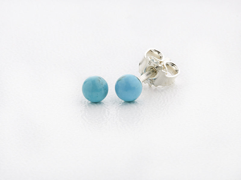 Earrings 4 mm turquoise sterling silver (925)