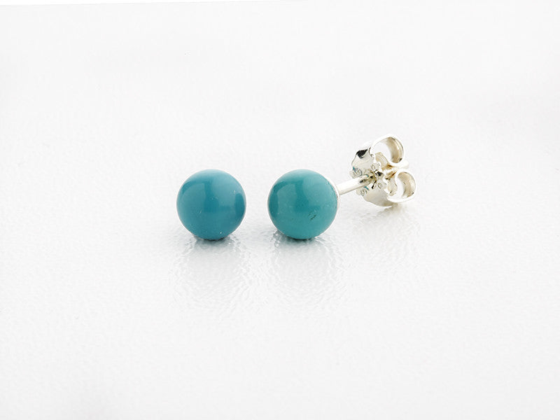 Earrings 6 mm turquoise sterling silver (925)
